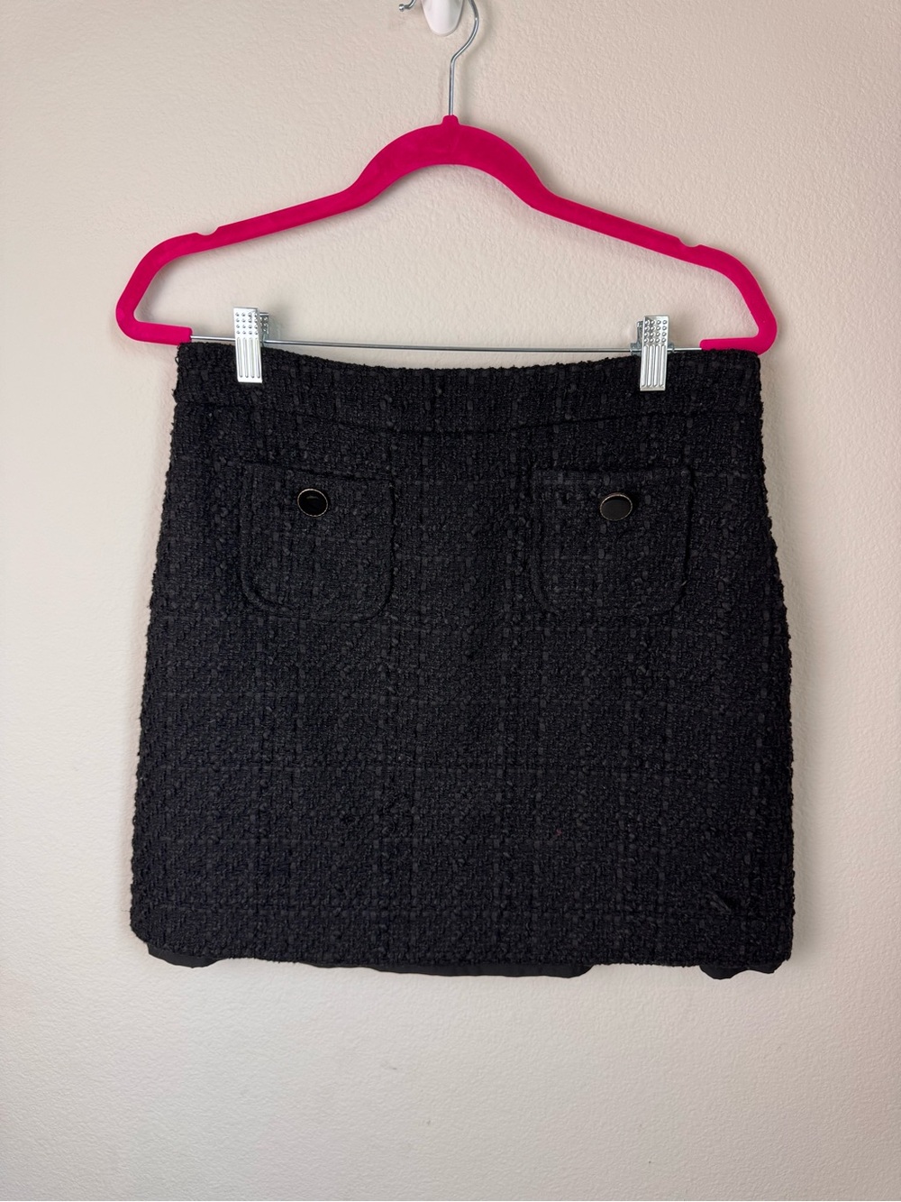 Madison d’ Amelie Black Tweed Mini Skirt with Front Pocket Detail 6
